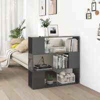  Book Cabinet Room Divider High Gloss Grey 100x24x94 cm