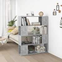  Book Cabinet Room Divider Concrete Grey 100x24x124 cm