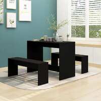  3 Piece Dining Set Black Engineered Wood