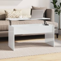  Coffee Table High Gloss White 102x50.5x52.5 cm Engineered Wood