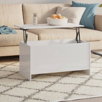  Coffee Table High Gloss White 102x55.5x52.5 cm Engineered Wood