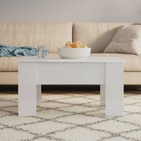  Coffee Table High Gloss White 79x49x41 cm Engineered Wood