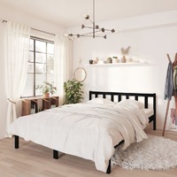  Bed Frame without Mattress Black Solid Wood Pine 150x200 cm