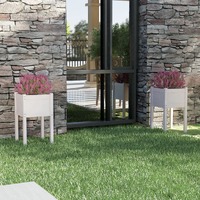  Garden Planters 2 pcs White 40x40x70 cm Solid Pinewood