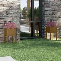  Garden Planters 2 pcs Honey Brown 40x40x70 cm Solid Pinewood