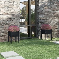  Garden Planters 2 pcs Black 50x50x70 cm Solid Pinewood