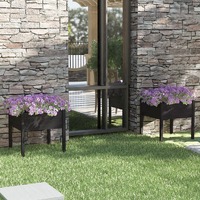  Garden Planters 2 pcs Black 70x70x70 cm Solid Pinewood