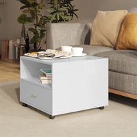  Coffee Table High Gloss White 55x55x40 cm Engineered Wood