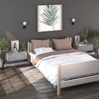  Wall-mounted Bedside Cabinets 2 pcs Concrete Grey