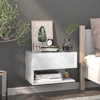  Wall-mounted Bedside Cabinet High Gloss White