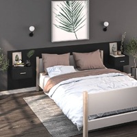  Wall-mounted Bedside Cabinets 2 pcs Black