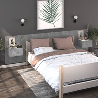  Wall-mounted Bedside Cabinets 2 pcs Concrete Grey