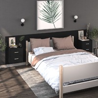  Wall-mounted Bedside Cabinets 2 pcs Black