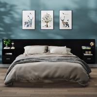  Wall-mounted Bedside Cabinets 2 pcs Black