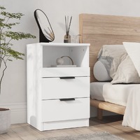  Bedside Cabinet White Engineered Wood