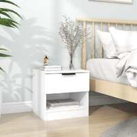  Bedside Cabinet White Engineered Wood
