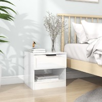  Bedside Cabinet High Gloss White Engineered Wood