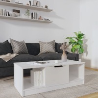  Coffee Table High Gloss White 102x50x36 cm Engineered Wood
