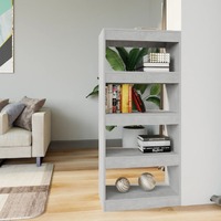  Book Cabinet/Room Divider Concrete Grey 60x30x135 cm Engineered Wood