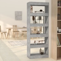  Book Cabinet/Room Divider Concrete Grey 60x30x166 cm Engineered Wood