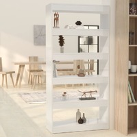  Book Cabinet/Room Divider High Gloss White 80x30x166 cm Engineered Wood