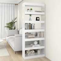  Book Cabinet/Room Divider High Gloss White 80x30x198 cm Engineered Wood