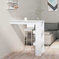  Wall Bar Table High Gloss White 102x45x103.5 cm Engineered Wood