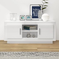  TV Cabinet High Gloss White 102x35x45 cm Engineered Wood