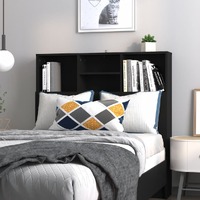  Headboard Cabinet Black 100 cm