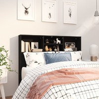  Headboard Cabinet Black 120 cm