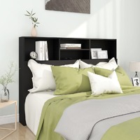  Headboard Cabinet Black 140 cm