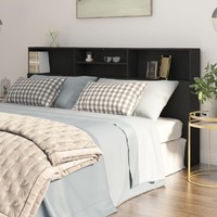  Headboard Cabinet Black 200 cm