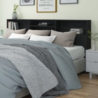  Headboard Cabinet Black 220x19x103.5 cm