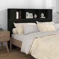  Headboard Cabinet Black 140 cm