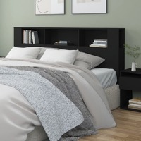  Headboard Cabinet Black 200 cm