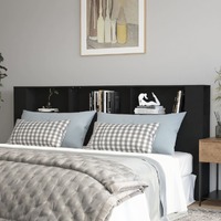  Headboard Cabinet Black 220 cm