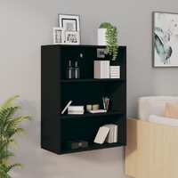  Hanging Wall Cabinet Black 69.5x32.5x90 cm