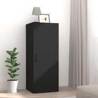  Hanging Wall Cabinet Black 34.5x34x90 cm Engineered Wood