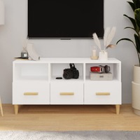  TV Cabinet High Gloss White 102x36x50 cm Engineered Wood
