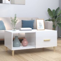  Coffee Table High Gloss White 89.5x50x40 cm Engineered Wood