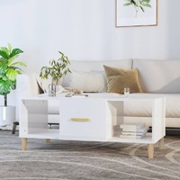  Coffee Table High Gloss White 102x50x40 cm Engineered Wood