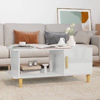  Coffee Table High Gloss White 90x50x40 cm Engineered Wood
