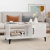  Coffee Table High Gloss White 90x50x40 cm Engineered Wood