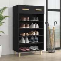  Shoe Cabinet Black 60x35x105 cm Engineered Wood