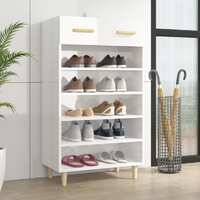  Shoe Cabinet High Gloss White 60x35x105 cm Engineered Wood
