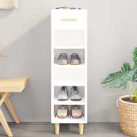  Shoe Cabinet High Gloss White 30x35x105 cm Engineered Wood