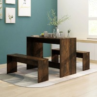  3 Piece Dining Set Smoked Oak Engineered Wood