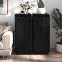  Sideboards 2 pcs Black 31.5x34x75 cm Solid Wood Pine
