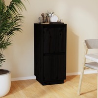  Sideboard Black 31.5x34x75 cm Solid Wood Pine