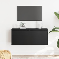  Wall Cabinet Black 80x30x35 cm Solid Wood Pine
